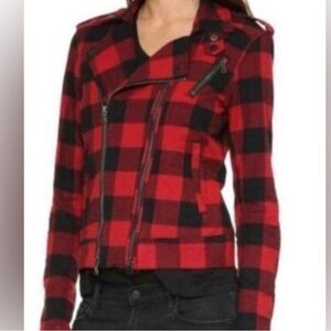 Plaid Red and Black Women's Jacket